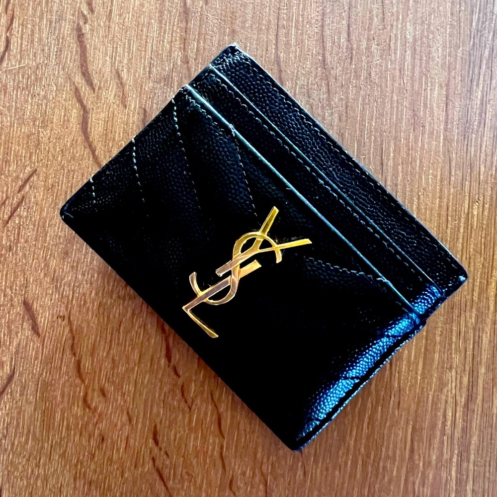 YSL Monogramme Grain de Poudre Card Case